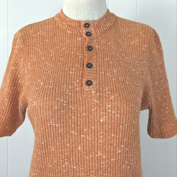 vintage 70's ribbed knit henley t-shirt - Picture 4 of 10